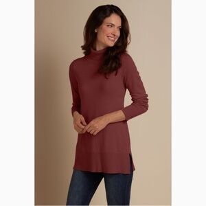 Soft Surroundings Women A-Line Burgundy Turtleneck Lightweight Sweater XS